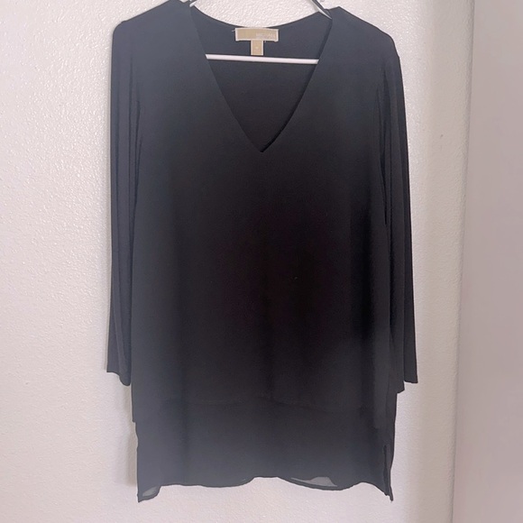 Michael kors, long blouse three-quarter sleeves, sheer lining around by front - Picture 1 of 14